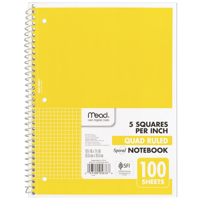 Mead Spiral Notebook, 1 Subject, Graph Ruled Paper