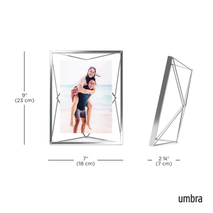 Umbra Prisma Picture Frame, Floating Metal Wall Mount, 5x7, Chrome