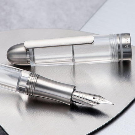Asvine P36 Titanium Fountain Pen Piston Filling, Extra Fine Nib Clear Transparent Acrylic Smooth Writing Pen Case Set