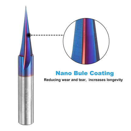 uxcell 15 Degree V Groove Engraving Router Bits for CNC Tip and 3 Flutes 1/4 Inch Shank Carving Bit Nano Coated Carbide End Mill for Carving Engraving