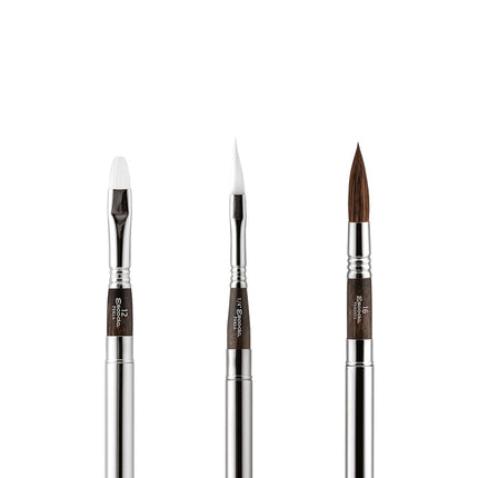 ESCODA Set 3 Watercolor Brushes - Black Travel Set N.16,1/4",12 Round Pointed Dagger Bright Synthetic Hair Versatil Perla Series Canvas Case Professional Handmade in Barcelona.