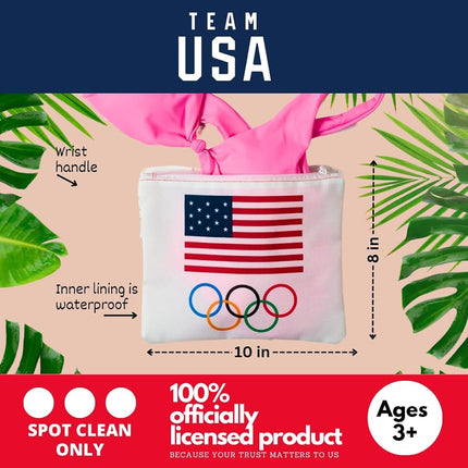 Franco Collectibles Équipe Olympique Américaine USA - Sac de plage/piscine étanche pour maillot de bain, maquillage, articles de toilette (Produit sous licence officielle)