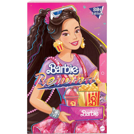 Barbie Doll, Black Hair, 80s-Inspired Movie Night, Barbie Rewind Series, Nostalgic Collectibles and Gifts, Clothes and Accessories, HJX18