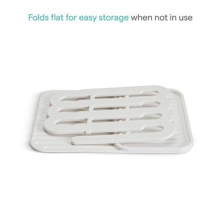 Munchkin Silicone Bottle Drying Rack and Mat, Holds 8 Bottles, Pump Parts, Pacifiers, & Accessories, Space Saving Folding Design, Home and Travel Use, Silicone, White