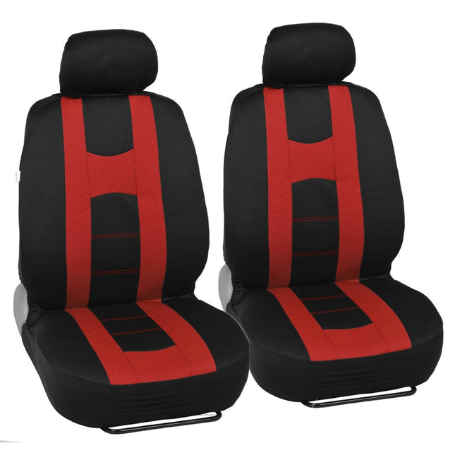 carXS Forza Series Red Covers Full Set Combo with Car Floor Mats – Front and Rear Bench Seat & Floor Protector, Interior Covers for Auto Truck Van SUV