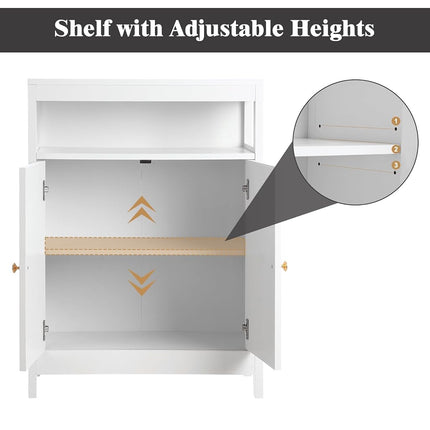 Mueble auxiliar de baño GAOMON de madera con 2 puertas, armario de almacenamiento independiente para cocina/sala de estar/baño, color blanco