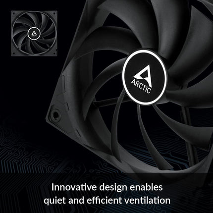 ARCTIC F12 (5 Pack) - PC Fan, 120mm Case Fan, Low Noise, Quiet motor, Computer, Fan Speed: 1350 rpm - Black
