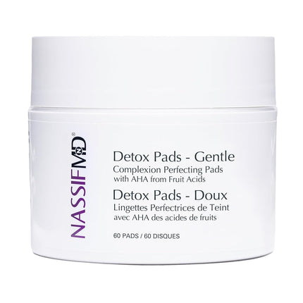 Toallitas exfoliantes suaves Detox de NassifMD, complejo de ácidos frutales creado por un cirujano para pieles sensibles, ilumina, exfolia y reduce las arrugas, probado por dermatólogos