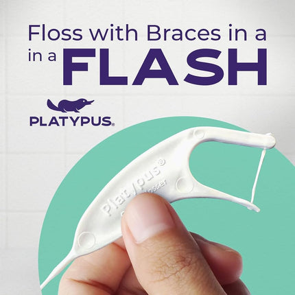 Platypus Orthodontic Flossers for Braces | Ortho Picks for Adults & Kids | Fits Under Arch Wire | Non-Damaging | Encourage Flossing Habits | Floss Teeth in Less Than Two Minutes | 40 Count (Pack of 1)