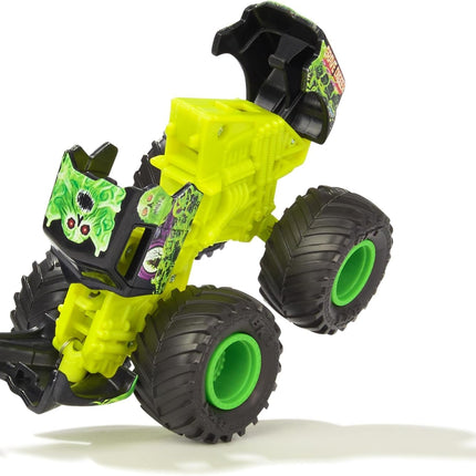Monster Jam Grave Digger Smash&Bash Die-Cast Monster Truck-Real Action Crash Reset Vehicle, 1:64 Scale, Series 01