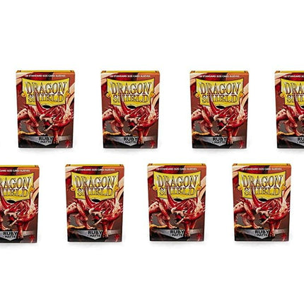 10 Packs Dragon Shield Matte Ruby Standard Size 100 ct Card Sleeves Display Case
