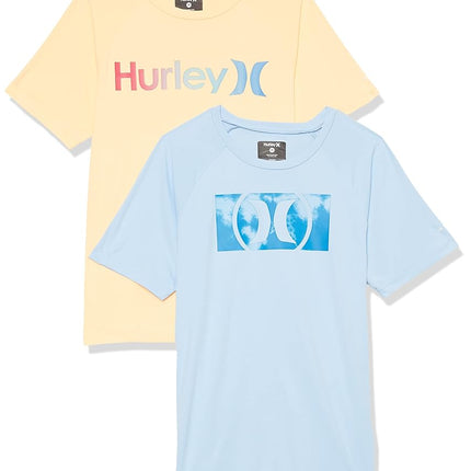 Hurley Boys' 2-Pack Rash Guard Shirt, Blue/Orange, 4