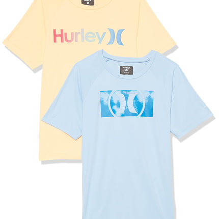 Hurley Boys' 2-Pack Rash Guard Shirt, Blue/Orange,