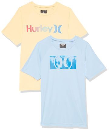 Hurley Boys' 2-Pack Rash Guard Shirt, Blue/Orange,