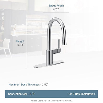 Moen 5965SRS Align One-Handle Pulldown Bar Faucet with Power Clean Featuring Reflex, Stainless Steel, 0.375