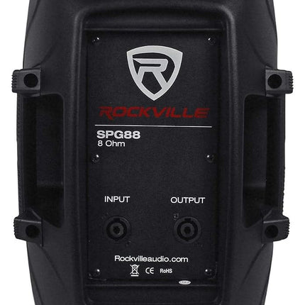 2) Rockville SPG88 8" Passive 800W DJ PA Speakers ABS Lightweight Cabinet 8 Ohm