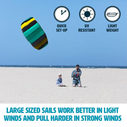 HQ Kites Symphony Beach III 1.3 Stunt Kite 51 Inch Dual - Line Sport Kite, Color: Aqua - Active Outdoor Fun for Ages 8 and Up