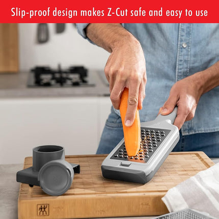 ZWILLING Z-Cut Multifunctional Grater, Mandoline, Faster Grating Technology, Zester, Rasp Grater, Slicer, Finger Guard,Grey