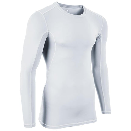 CHAMPRO Long Sleeve Compression Shirt - Polyester/Spandex, Adult X-Large, White