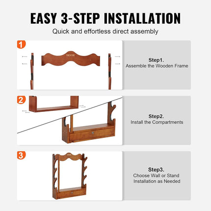 VEVOE Gun Rack, Wood Gun Rack Wall Mount, Gun Display Rack Holds 4 Rifles, Shotguns, 132 lb Heavy Duty Wall Storage Display Rifle Rack with Soft Padding