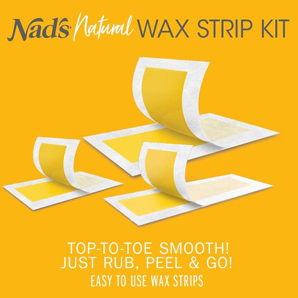 Nad's Natural Waxing Strips Kit, Wax Hair Removal For Women, Vegan Waxing Kit, Includes 6 Face Wax Strips + 20 Body Wax Strips + 6 Bikini Wax Strips + Post Wax Oil, 32 Count (Pack of 1)