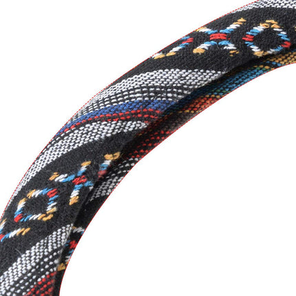 BDK Woven Boho Bohemian Hippie Saddle Blanket Style Steering Wheel Cover for Women - Universal Fit for Standard Wheel Sizes 14.5 15 15.5 inches (Woven Style - Aztec/Incan)