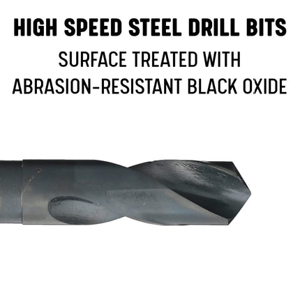 Drill America DWDRSD Series Qualtech High-Speed Steel Economy Reduced-Shank Drill Bit, Black Oxide Finish, 3/4" Round Shank, Spiral Flute, 118 Degrees Conventional Point, 15/16" Size, Pack of 1