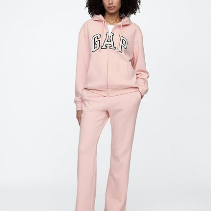 GAP Women's Logo Hoodie Hooded Full Zip Sweatshirt, Misty Rose 2, Medium
