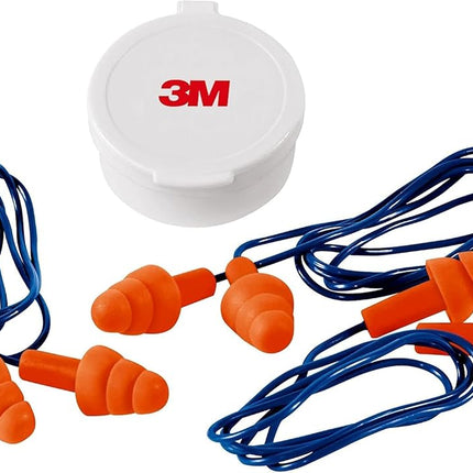 3M Corded Reusable Earplugs, 3 Pack, Noise Reduction Rating (NRR) 25 dB, Easy to Use & Insert, Pliable & Tri-Flange Design Enhances Comfort & Fit, Orange Ear Plugs (90716H3-DC), 3 Pair (Pack of 3)