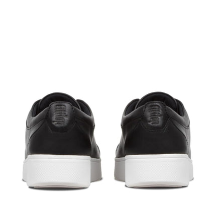 Fitflop Women's Rally Trainers - Soft Leather Tennis Sneakers - Comfortable, Lightweight with Natural Arch Support - Black - 4 UK