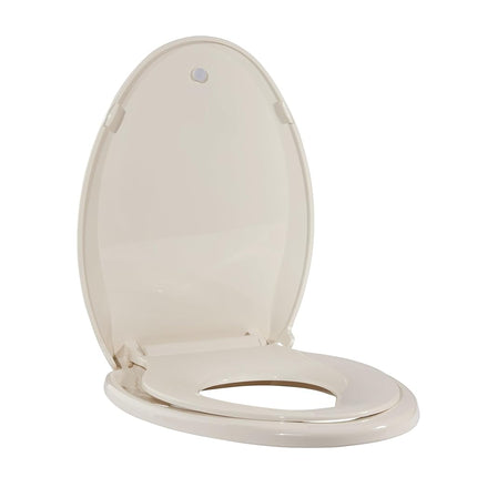 GarveeTech Toilet Seat with Toddler Seat Built in, Elongated Toilet Seat for Potty Training, Fits Both Adults and Children, Slow Close and Magnetic Closure-Ideal for Family Bathroom(Elongated Almond)