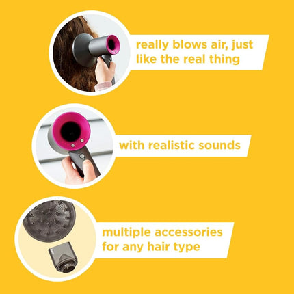 Casdon Dyson Supersonic Styling Set. Interactive Toy Hairdryer for Children Aged 3 Years & Up. Looks and Works Like The Real Thing