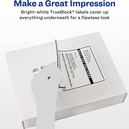 Avery Shipping Address Labels, Inkjet Printers, 250 Labels, Half Sheet Labels, Permanent Adhesive, TrueBlock (5-Pack 8126)
