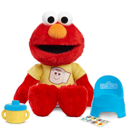 Sesame Street Potty Time Elmo 12-Inch Sustainable Plush Stuffed Animal, Sounds and Phrases, Potty Training Tool, Officially Licenced Kids Toys for Ages 18 Month