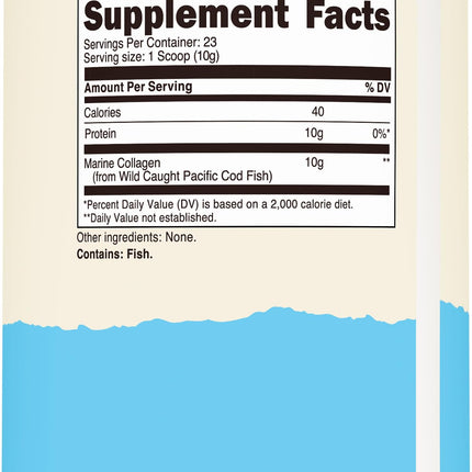 Nutricost Colágeno Marino en Polvo Pescado Silvestre (8 oz) - 23 Porciones, 10 G de Proteína por Porción, Capturado en Aguas Salvajes de Alaska