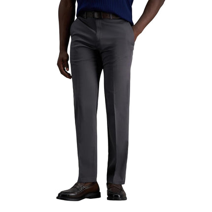 Haggar Premium No Iron Khaki Stretch Straight Fit Flat Front Pant Dark Gray 32x29