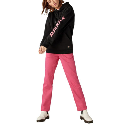 Sudadera con capucha y logo de trabajo para mujer, Dickies, Concienciación sobre el Cáncer de Mama, Tejido de punto negro, Talla pequeña