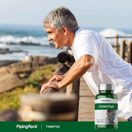 Piping Rock Tinnitus Relief | 90 Caplets | Ear Health Supplement | Vegetarian, Non-GMO, Gluten Free
