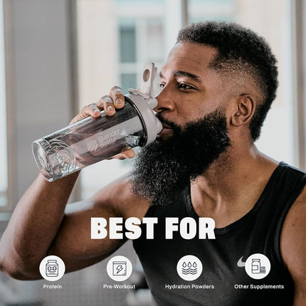 Bouteille mélangeuse BlenderBottle Pro Series, idéale pour les boissons protéinées et les boissons pré-entraînement, 700 ml, Gris fumé