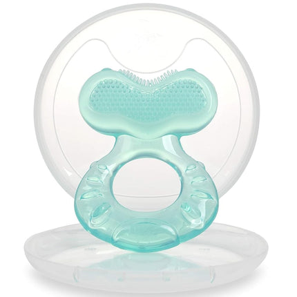 Nuby Teethe-EEZ Soft Silicone Teether | Silicone Teether with Surface to Massage Teeth | Hygienic Case Included | Turquoise | +3 Months