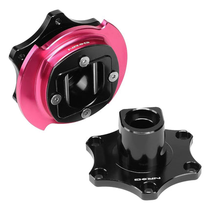 NRG Innovations SRK-R200BK-PK SFI 42.1 Spec D Shaped 6-bolt Steering Wheel Quick Release Adapter,Black Quick Release/Pink Ring