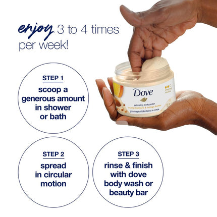 Dove Body Scrub Crushed Almond & Mango Butter Gentle Exfoliating Body Polush 298g, reveals Visibly Smoother, Soft Skin with Lasting Nourishment