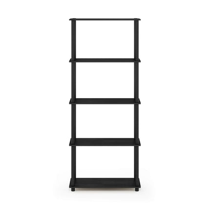Furinno TURN-N-TUBE Storage Shelves, 5-Tier Book Shelf, Corner Shelf, Toolless Open Shelves, for Organization and Storage, Living Room, Garage, Home Office, Americano