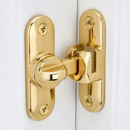 INIRET 4 Packs Gold Barn Door Latches,90/180 Degree Gate Lock,Flip Gate Latches Hardware,Zinc Alloy Right Angle Door Lock Latch,Door Security Sliding Door Latch Lock for Cabinets,Bathroom