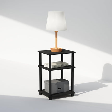 Furinno JUST Night Stand, 3-Tier Turn-N-Tube Nightstand, Toolless Bedside Table, End Table, Side Table with Open Storage for Bedroom, Living Room, Americano