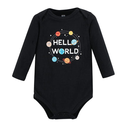 Bodysuits de algodón de manga larga unisex para bebé Hudson Baby, Happy Planets, Prematuro