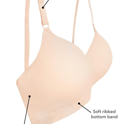Sujetador push-up sin aros y sin costuras Fruit of the Loom para mujer, tono negro, 40B
