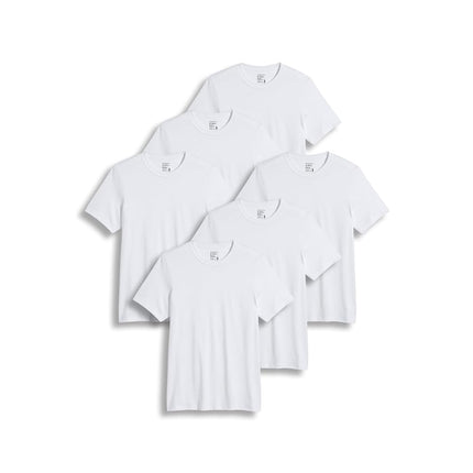Jockey T-shirts classiques à col rond blancs pour homme – Lot de 6, Diamond White, S