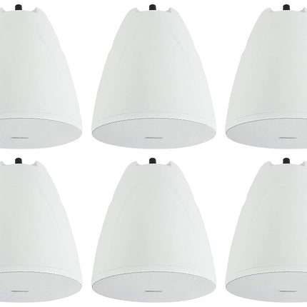 Rockville (6) PEN-65T White 6.5" 70V Hanging Pendant Speaker Commercial/Restaurant