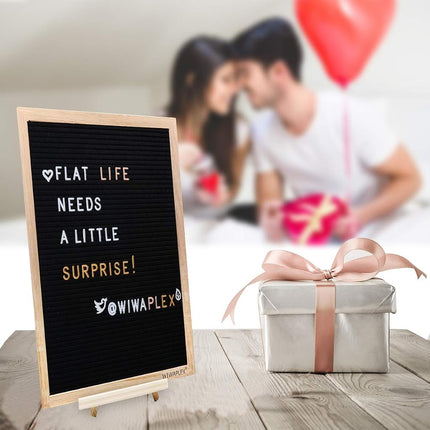 WIWAPLEX Black Felt Letter Board, Word Board Sign, 16 x 12 inch Changeable Letter Board with 730 Plastic Message Board Letters Numbers Symbols Emoji, Wooden Tripod Stand, Scissors, 3 Free Storage Bags